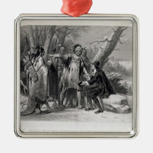 Roger Williams som beskyddas av Narragansettsen Julgransprydnad Metall
