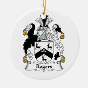 Rogers familjvapensköld julgransprydnad keramik