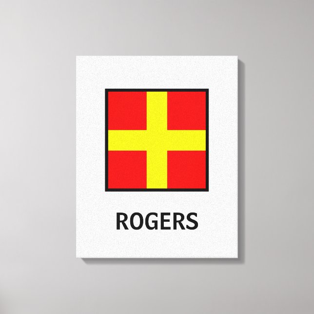 Rogers Family Namn Nautical Flagga Canvastryck (Framsida)