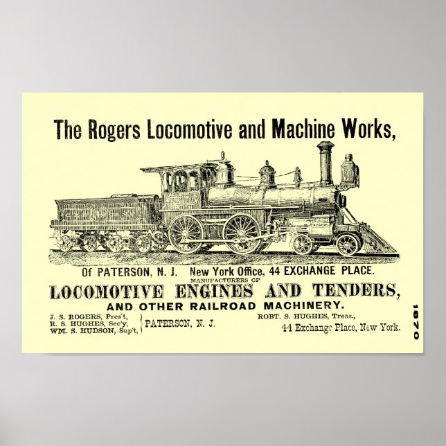 Rogers Locomotive Works, Paterson,N.J.1870 Poster (Framsidan)