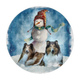 Rogh Collie med Snögubbe jul