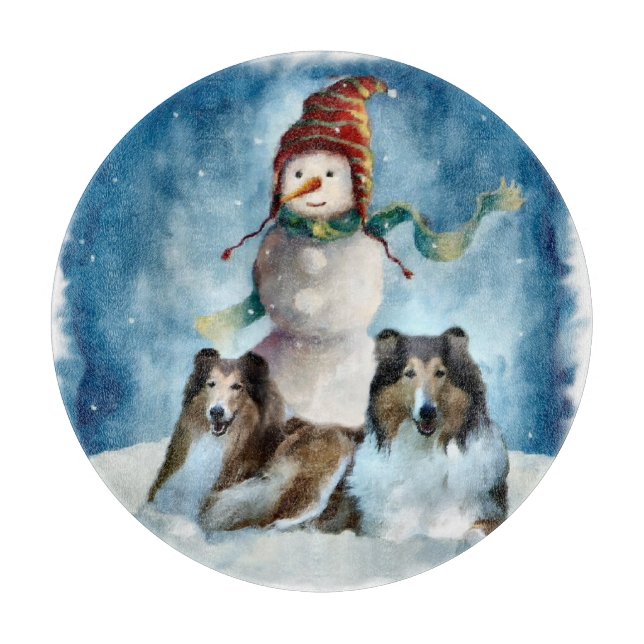 Rogh Collie med Snögubbe jul (Framsidan)