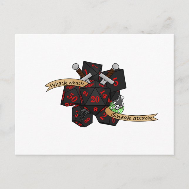 Rogue Dice Design Meddelande Vykort (Framsida)