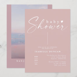 ROGUE Dusty Ro Rosa Mauve Girl Baby Shower Inbjudningar