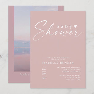 ROGUE Dusty Ro Rosa Mauve Girl Baby Shower Inbjudningar