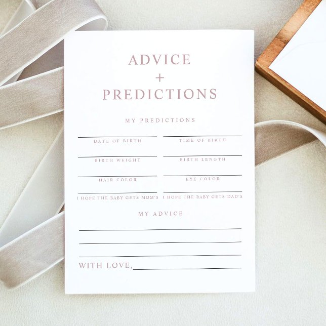 ROGUE Modern Dammrosa Babyråd & Förutsägelser Inbjudningar (Skapare uppladdad)