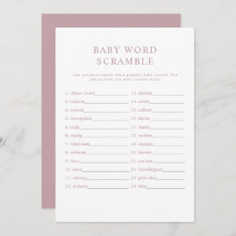 ROGUE Modern Dusty Ro Baby Ord Scramble Game Inbjudningar