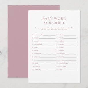 ROGUE Modern Dusty Ro Baby Ord Scramble Game Inbjudningar