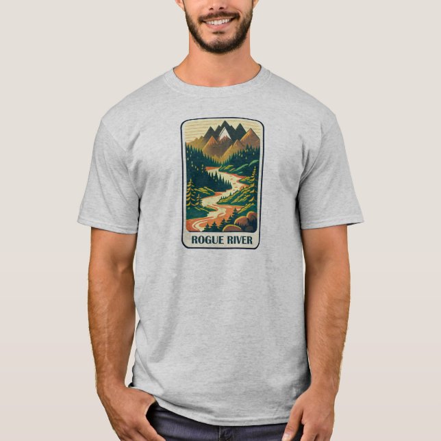 Rogue River Oregon Färg T Shirt (Framsida)