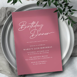 Rogue Rosa Mauve   Elegant Girly Birthday Middag Inbjudningar