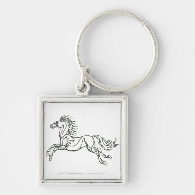 Rohan Symbol Fyrkantig Silverfärgad Nyckelring (Framsidan)