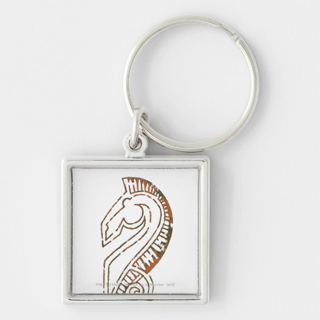 Rohirrim Flagga Fyrkantig Silverfärgad Nyckelring (Framsidan)