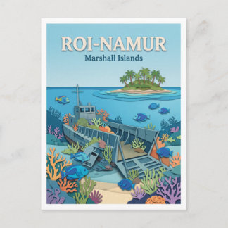 Roi-Namur WWII-vrak Marshallöarna Vykort