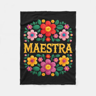 Rojalig mexikansk blommig broderi slogan Mae Fleecefilt