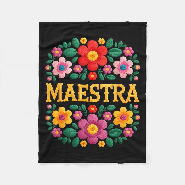 Rojalig mexikansk blommig broderi slogan Mae Fleecefilt (Framsidan)