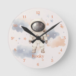 Rojalig rymdastronaut Barnväggklocka Rund Klocka