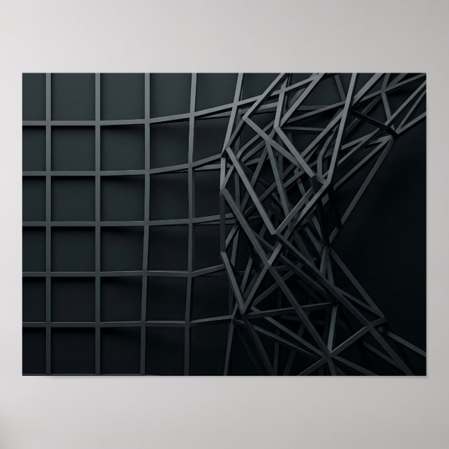 Röjande linjär geometri Mörk abstrakt väggkonst (Framsidan)