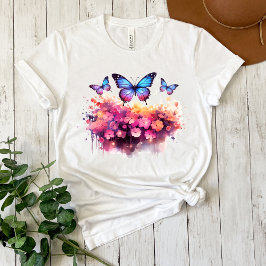 Röjd Fjäril Vattenfärg T-shirt