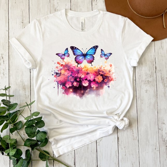 Röjd Fjäril Vattenfärg T-shirt (Skapare uppladdad)