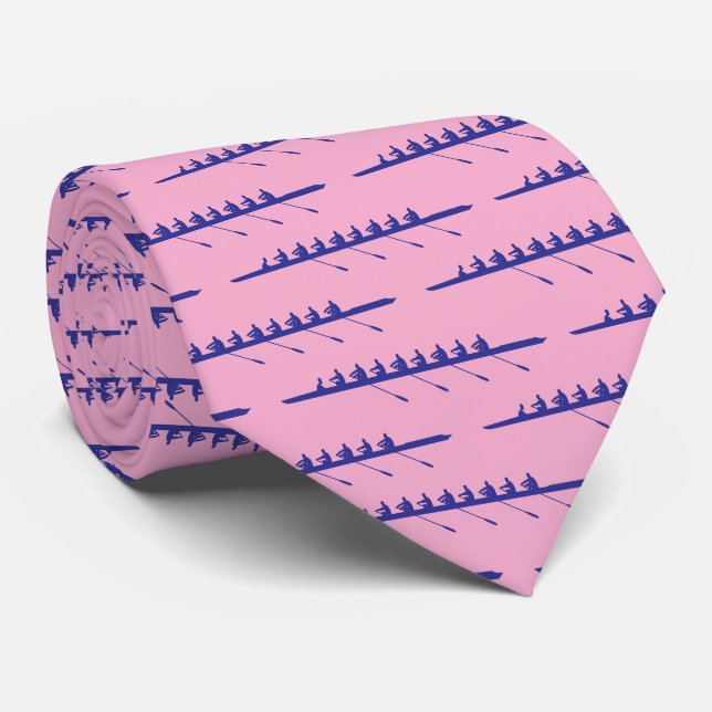 Rojers Åtta Mannabesättning Rosa Djupblå Slips (Rullad)