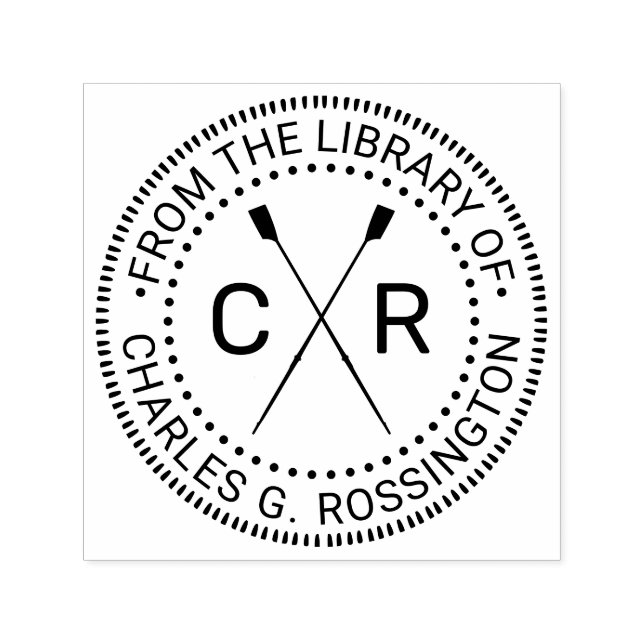 Rojing Roddare Besättning 2 Initialer Bibliotek Bo Självfärgande Stämpel (Design)