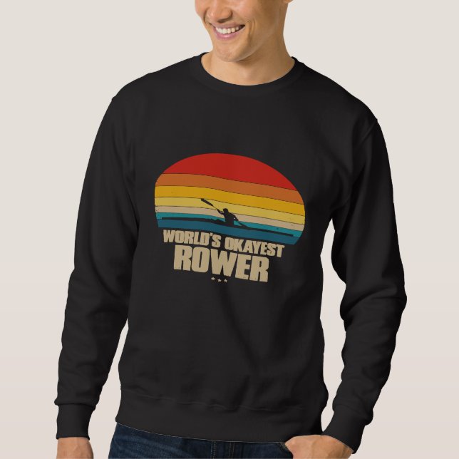 Röjning av Rower Retro Stil Worlds Okayestrad Lång Ärmad Tröja (Framsida)