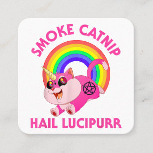 Rök Catnip Lovorda Lucipurr, Rolig Satan Katt Enhö Fyrkantigt Visitkort