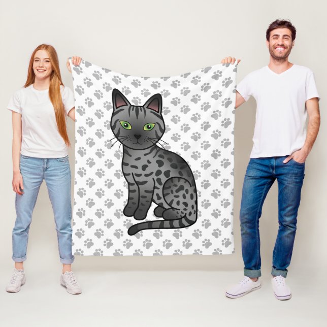 Rök egyptisk Mau söt serie katt & tassar Fleecefilt (På plats)