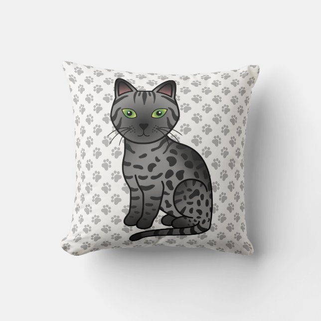 Rök egyptisk Mau söt serie katt & tassar Kudde (Framsida)