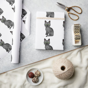 Rök egyptisk Mau Söt Tecknad Katt Mönster Presentpapper