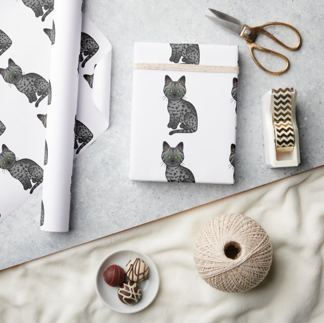 Rök egyptisk Mau Söt Tecknad Katt Mönster Presentpapper (Hantverk)