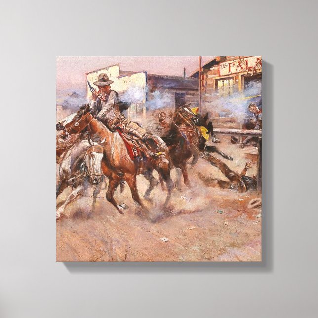 “Rök från en '45” av Charles M Russell Canvastryck (Framsida)