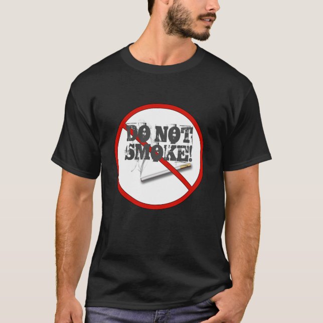 Rök inte cigarettetikett t shirt (Framsida)
