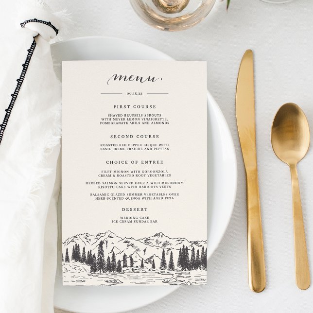 Rök | Mountain Sketch Bröllop Menu (Skapare uppladdad)