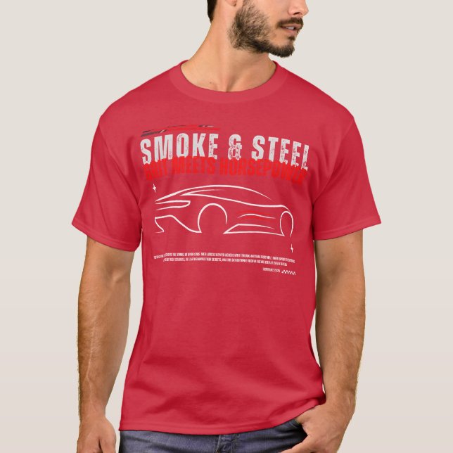 Rök och stål Racingbil Design flickvän T Shirt (Framsida)