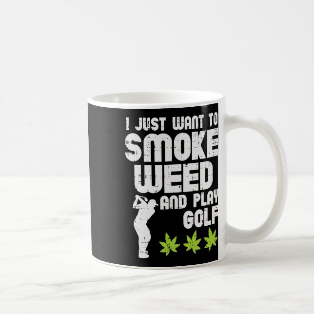 Rök Ogräs Spela Golf Golfande Thc Golfare Stoner  Kaffemugg (Höger)