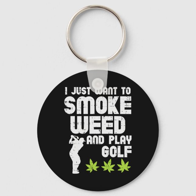 Rök Ogräs Spela Golf Golfande Thc Golfare Stoner  Nyckelring (Framsida)