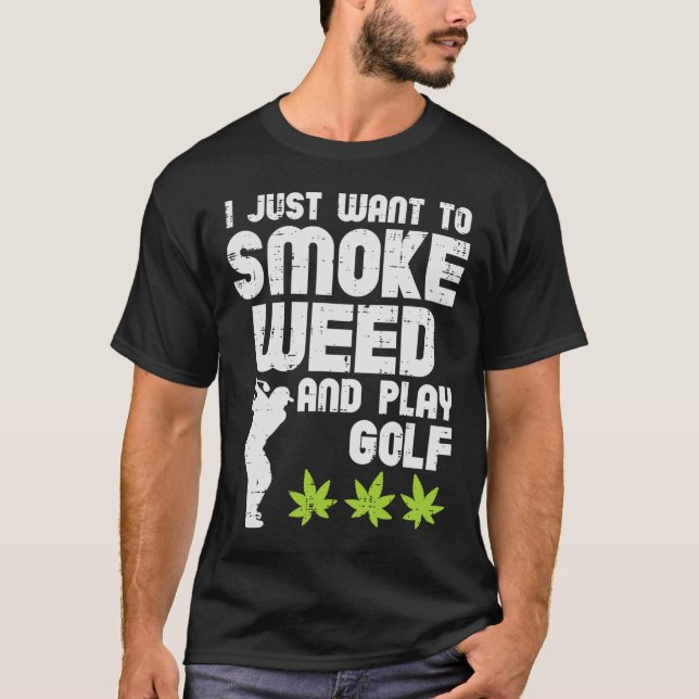 Rök Ogräs Spela Golf Golfande Thc Golfare Stoner  T Shirt (Framsida)
