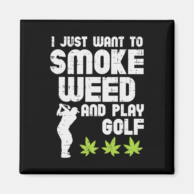 Rök Ogräs Spela Golf Golfande Thc Golfare Stonerar Magnet (Framsidan)