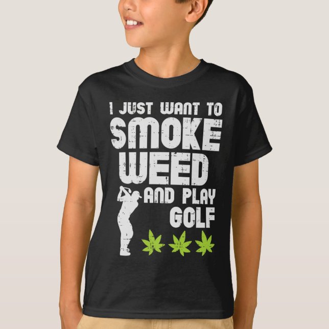 Rök Ogräs spelar Golf Golfing Thc Golfer Stoner T Shirt (Framsida)