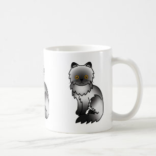 Rök Persisk Katt Söt Tecknad Illustration Kaffemugg