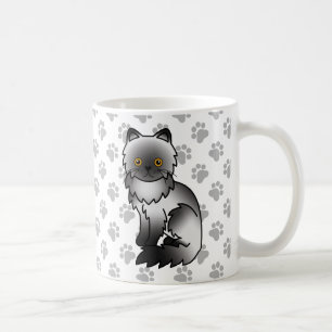 Rök Persisk Söt Tecknad Katt Illustration Kaffemugg