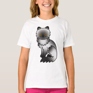 Rök Persisk Söt Tecknad Katt Illustration T Shirt