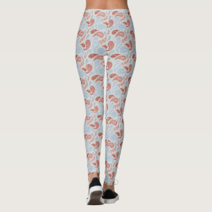 Rök-Röd-Blå Paisley Mönster Leggings
