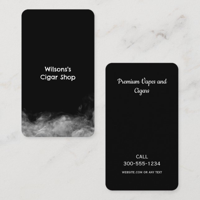 Rök Shop Vape Svart Visitkort (Fram/baksida)
