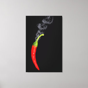 Röka glödhet Chilipepparkanfas Canvastryck