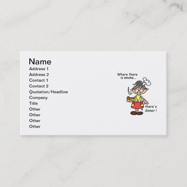 Röka och middagT-tröja och gåvor Visitkort (Framsida)