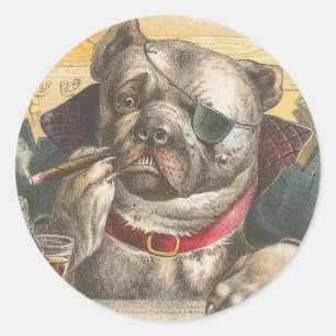 Röka Pitbull Runt Klistermärke