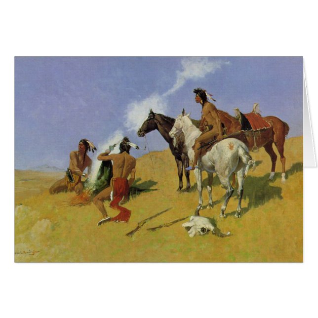 Röka signalerar ~ Frederic Remington Hälsningskort (Framsidan Horizontal)