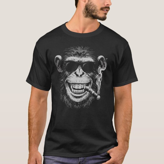Rökande apa i solglasögon t shirt (Framsida)